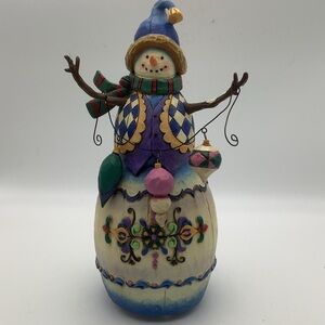 Jim Shore Winter Tradition Snowman Figurine with Colorful Accents